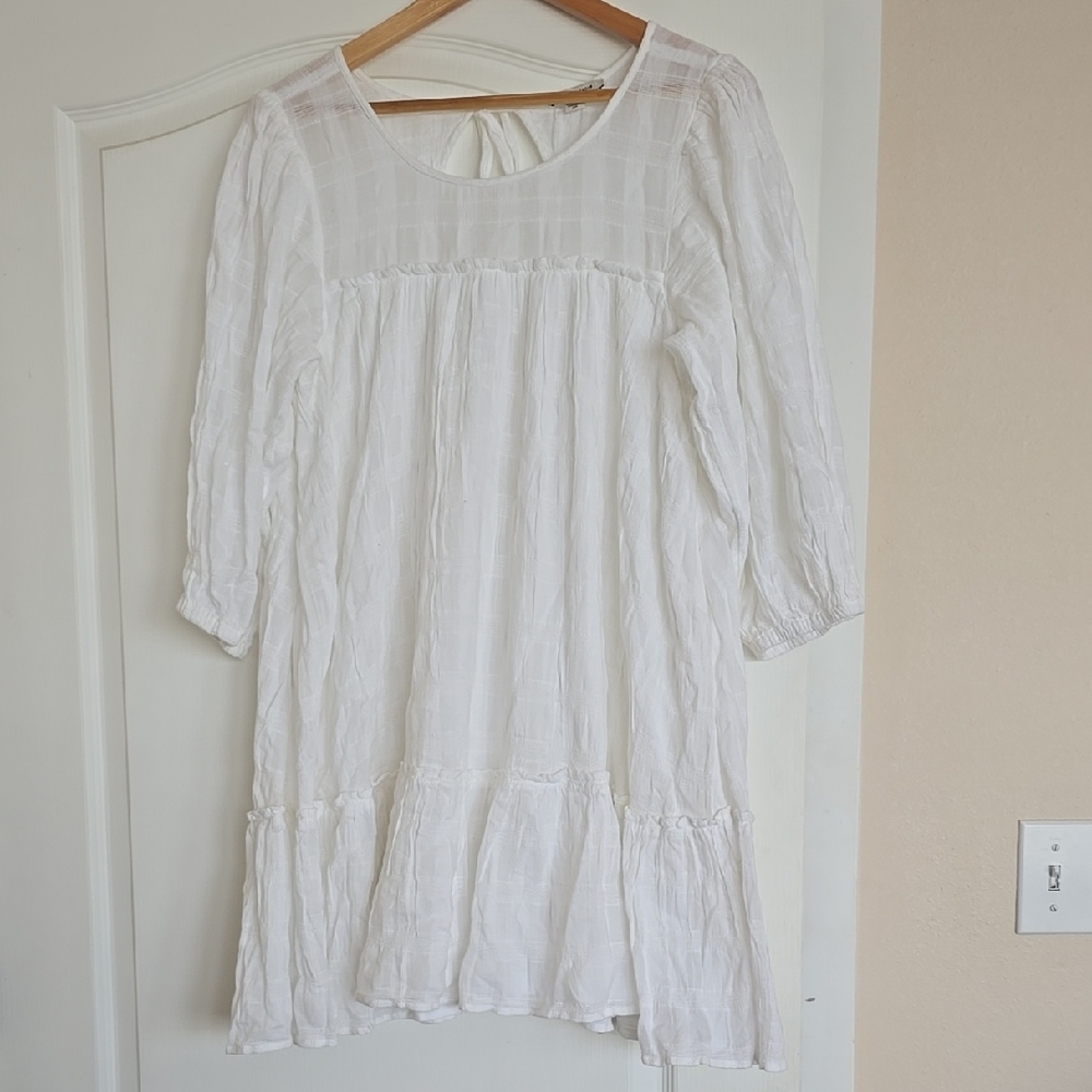 White Boho Peasant Dress